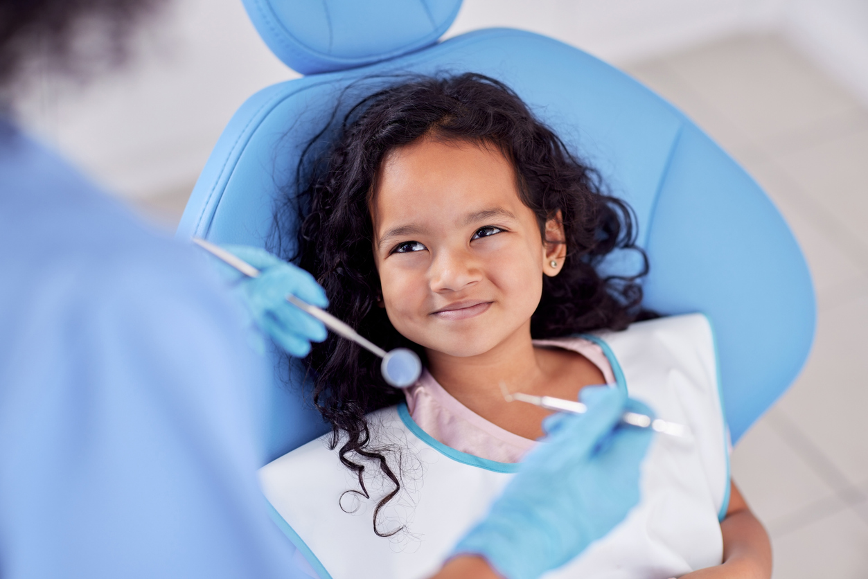 Adorable little girl having dental work done on her teeth